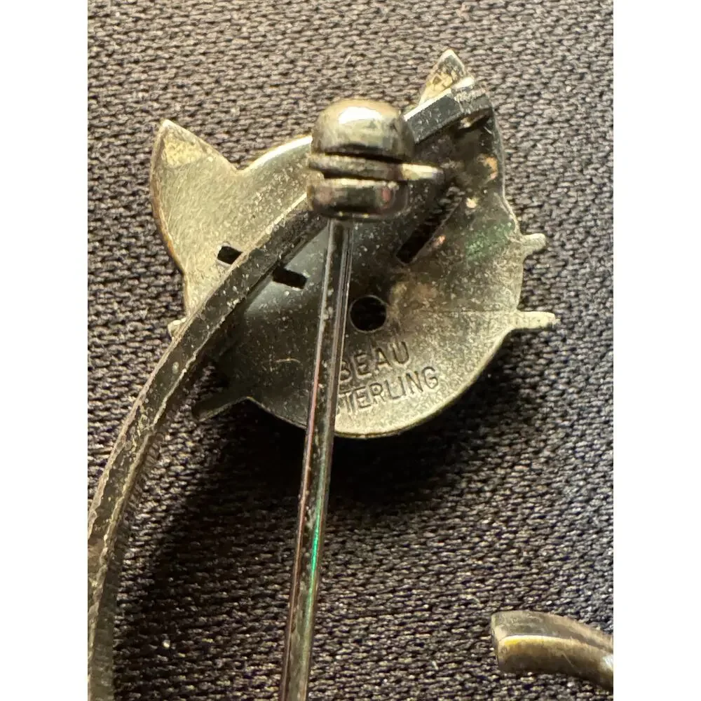 Beau Sterling Abstract Cat Brooch
